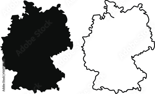 Germany map icon collection, Germany map sign vector set in outline. German flags collection different style. Vector illustration

