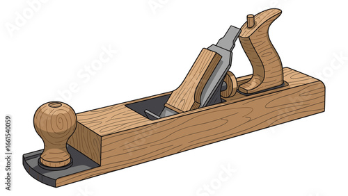 Woodworking Hand Plane Tool Illustration for Carpentry and Woodcraft Projects Design element