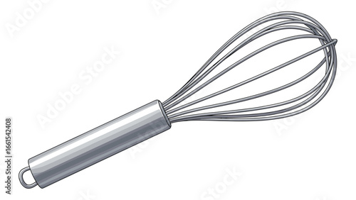 Professional Stainless Steel Wire Whisk Illustration for Culinary Projects and Recipes design