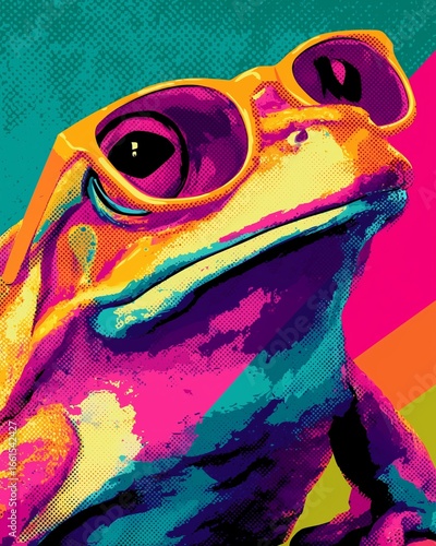 Cool Frog with Sunglasses Pop Art Illustration