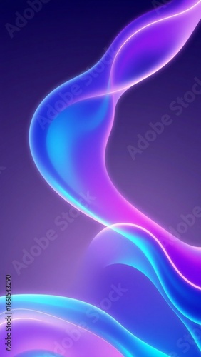 Abstract blue and purple liquid wavy shapes futuristic banner. Glowing retro waves vector background