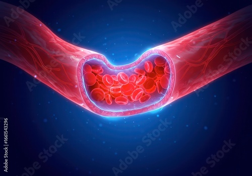 x-default Blood Vessels and Red Blood Cells Microscopic View