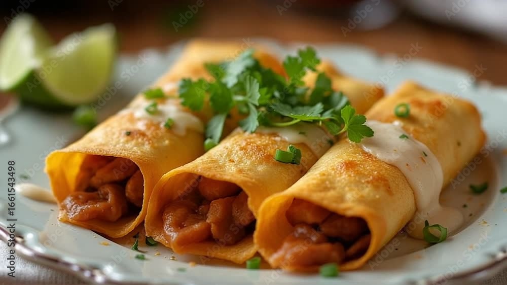 Flautas served authentically on a plate
Flautas served authentically on a plate