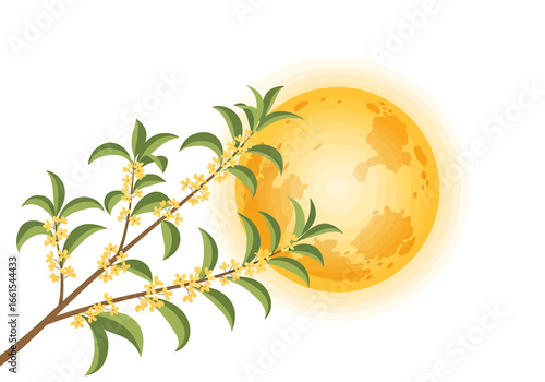Autumnal Equinox Moon and Osmanthus Flowers
