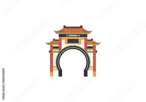 Chinese Traditional Arch Gate Vector Illustration