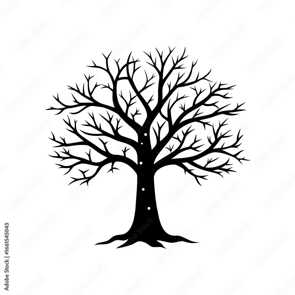 Obraz premium black silhouette of a bare snow dusted tree vect