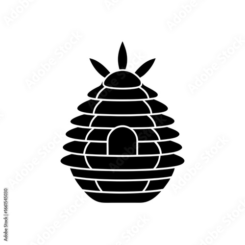 black silhouette of a beekeeper s hive ornament  s