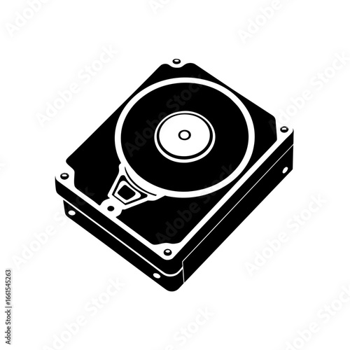 black silhouette of a classic 3 5 inch hard disk d
