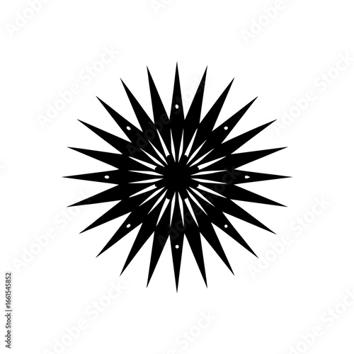 black silhouette of a firework exploding in a star