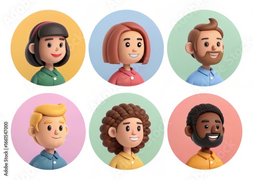 Diverse set of cartoon avatar portraits representing different people and ethnicities