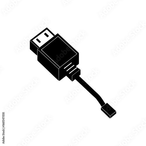 black silhouette of a micro usb plug  connector en