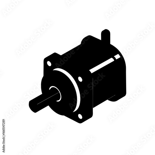black silhouette of a nema 17 stepper motor  vecto
