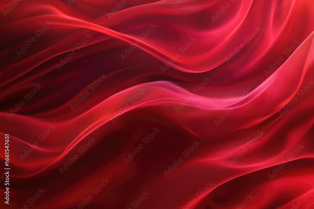 Obraz premium Vibrant red fabric waves with flowing texture and light reflections