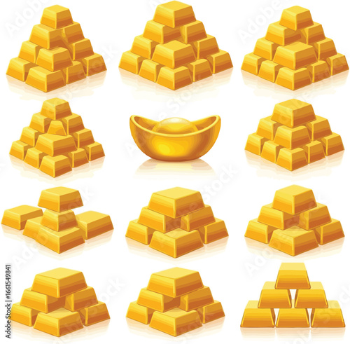 gold bars isolated on white background