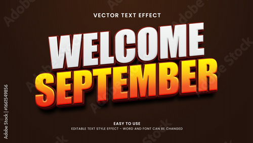 editable text effect welcome september 3d style premium vector 