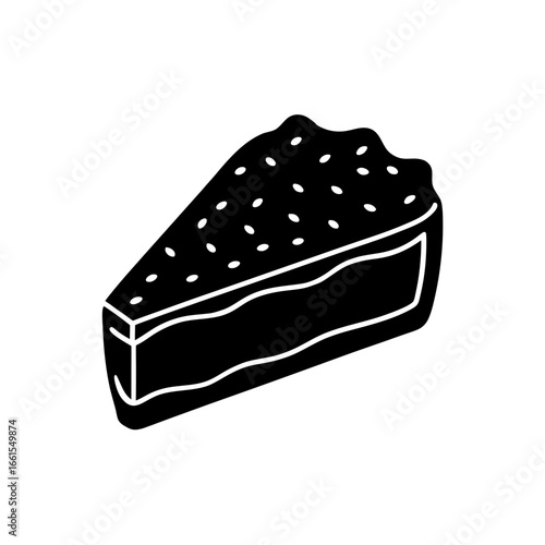 black silhouette of a slice of fruitcake  vector  