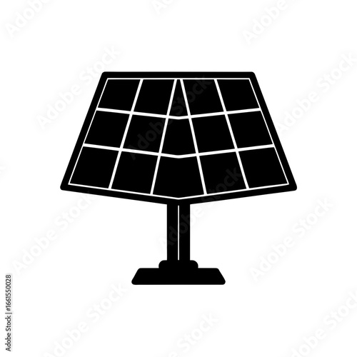 black silhouette of a small solar panel  front vie