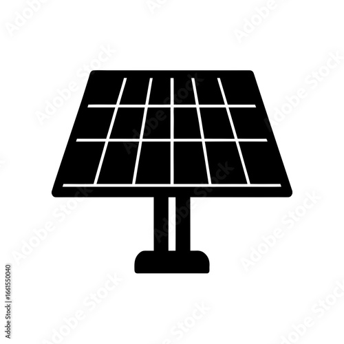 black silhouette of a small solar panel  front vie