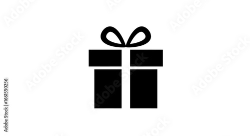 Black gift box with ribbon on a white background