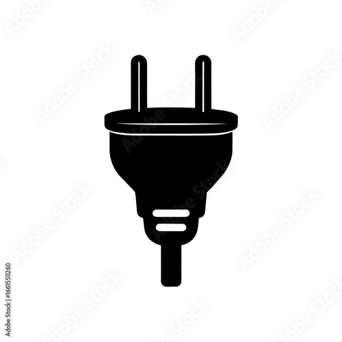black silhouette of a standard two prong power plu