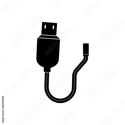 black silhouette of a usb a plug  connector end  v