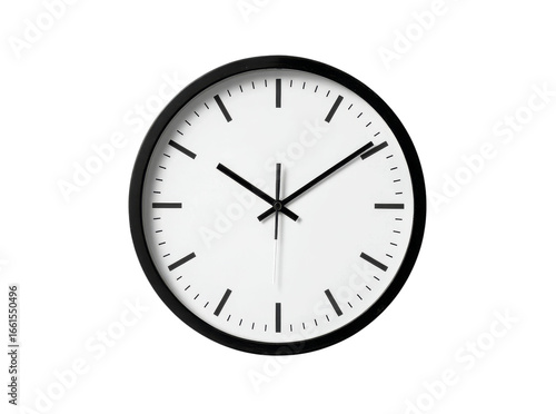 Free Download Simple black and white wall clock time management concept, Isolated On Transparent Background - GFXLoad