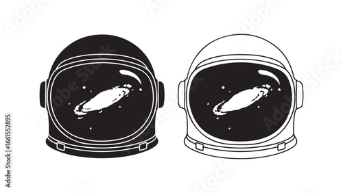 Astronaut helmet with galaxy view with transparent background
