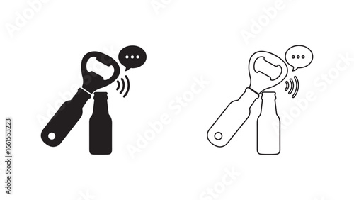 Bottle opener icon with speech bubble