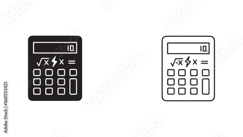 Calculator icon set with transparent background