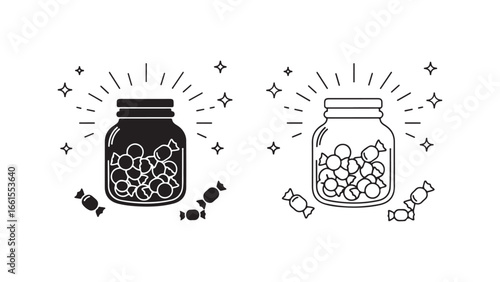 Candy jar with sweets and candies with transparent background