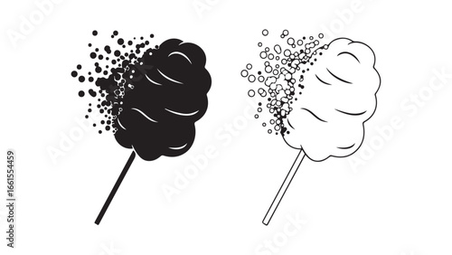 Cotton candy dissolving with transparent background