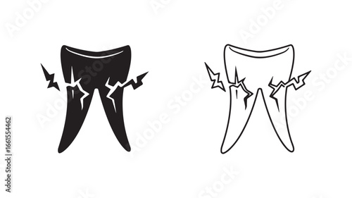 Cracked tooth icon with transparent background