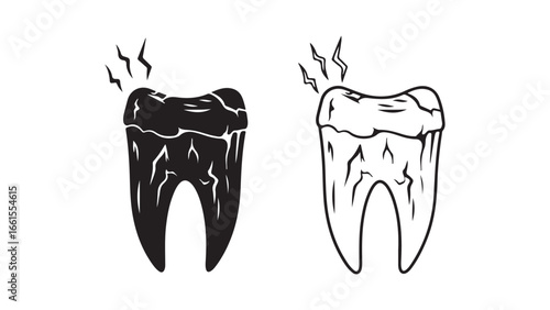 Damaged tooth with pain and heat, isolated