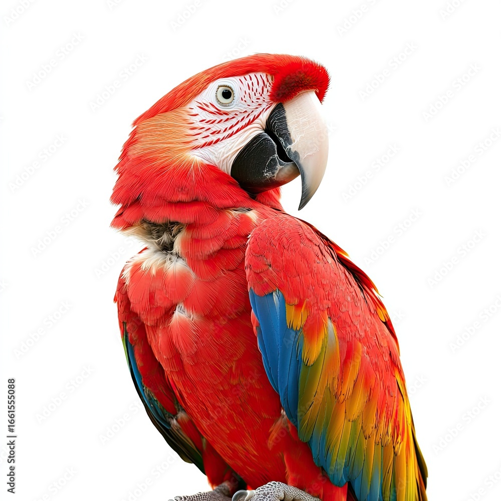 Obraz premium Red and blue macaw profile view