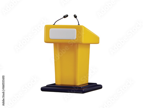 Tribune with microphones icon 3d render concept of speaking tribune icon vector illustration