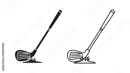Golf club on grass with transparent background