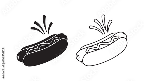 Hot dog outline and silhouette with transparent background