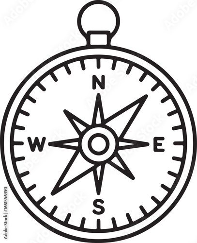 Classic nautical compass rose design showing north south east west for navigation and exploration adventures