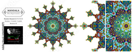 Mandala frame persian iranian arabic turkish islamic hindi indian tibetan traditional colorful vector pattern texture vintage ornate retro elegant ornamental borders frames floral tazhib 25-v1.1.1