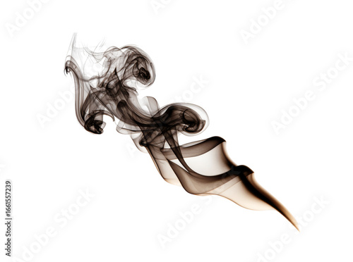 Abstract smoke swirl design brown and white on black background, Isolated On Transparent Background