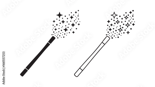 Magic wand with sparkling stars with transparent background