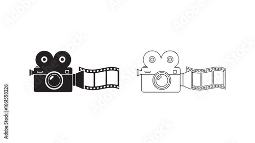 Movie camera and film reel icon