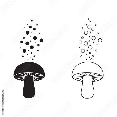 Mushroom with dots and circles with transparent background