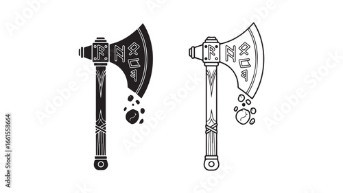 Norse axe icon with transparent background