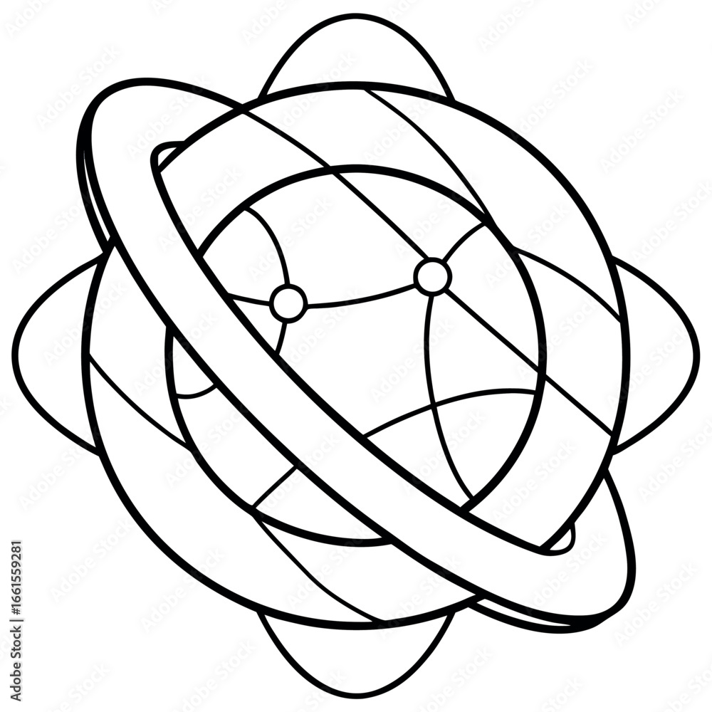 Naklejka premium Planetary Mandala Detailed Line Art Coloring Sheet