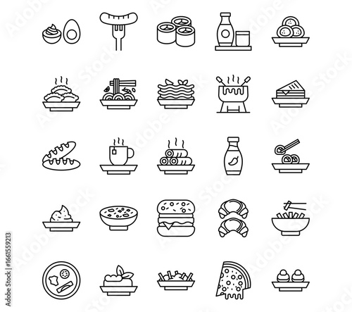 World Cuisine Line Vector Icons