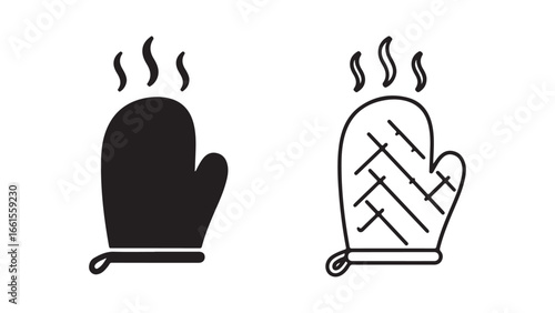 Oven mitts with steam, isolated with transparent background
