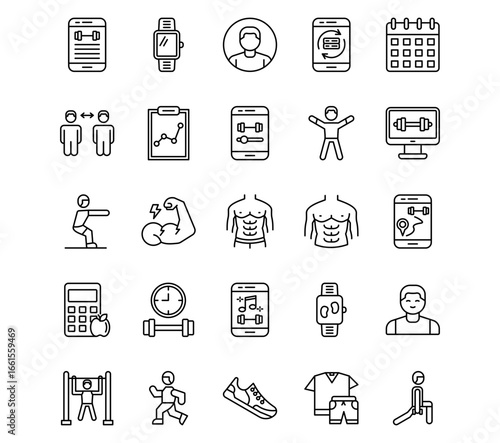 Workout App Line Vector Icons