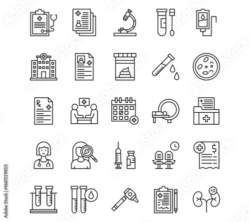 Health Checkup Line Vector Icons
