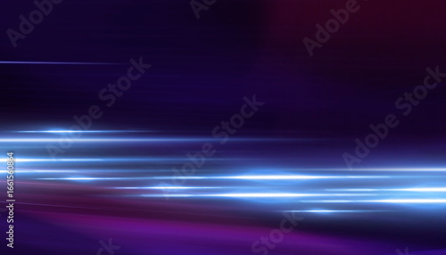 Moving fast neon laser beams of light, rays glowing in the dark.